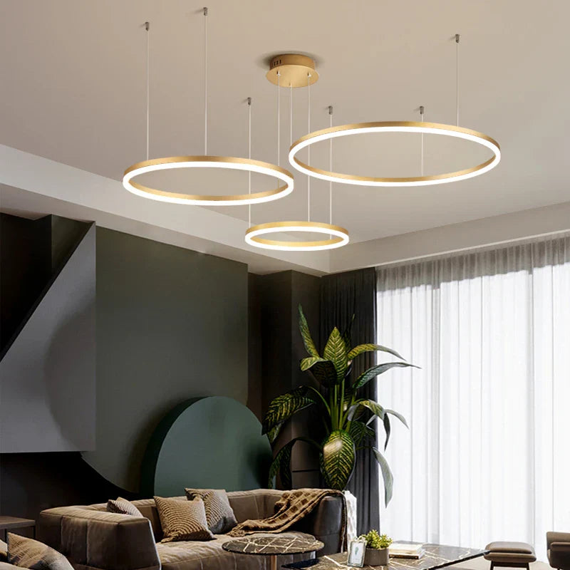 2023 Modern Led Chandelier Home Lighting Brushed Rings