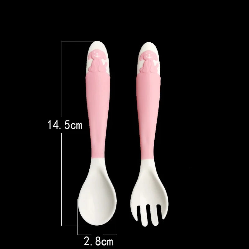 Baby Feeding Spoon+Fork Learn to eat Training Complementary