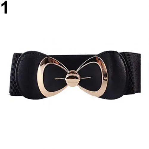 HOT SALES!!!New Arrival Women Bowknot Buckle Metallic Faux Leather Waistband Elastic Croset Waist Belt Wholesale Dropshipping