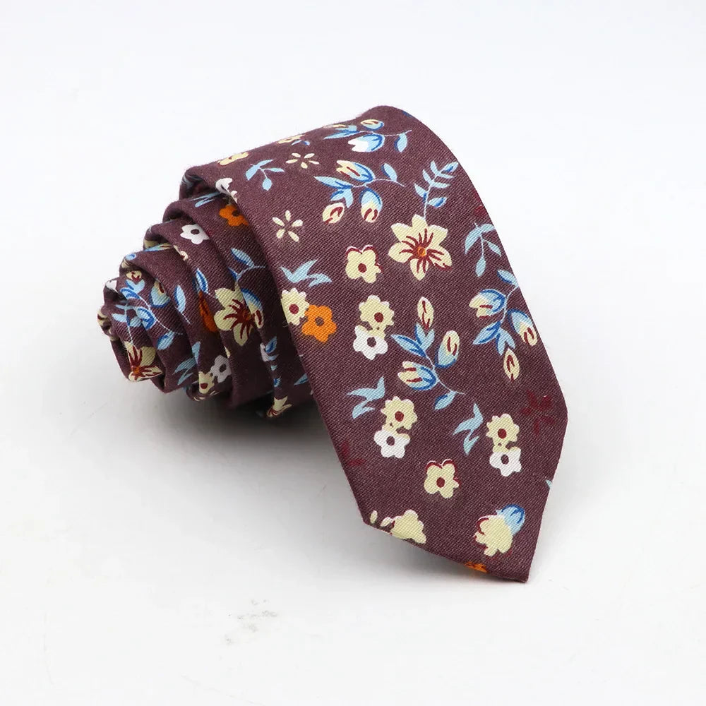 New Floral Tie For Men Skinny Casual Cotton
