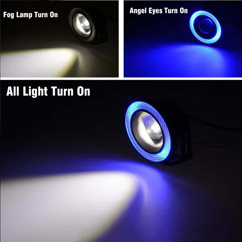 2pcs 3.0" COB LED Angel Eyes Fog Lamp 12V Universal