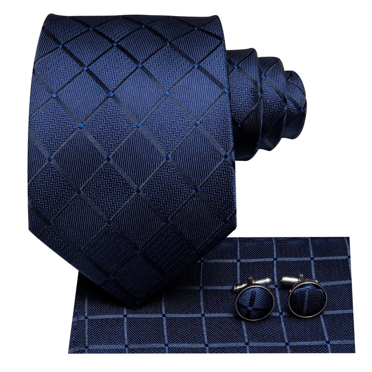 HiTie Navy Plaid For Men Silk Woven Ties