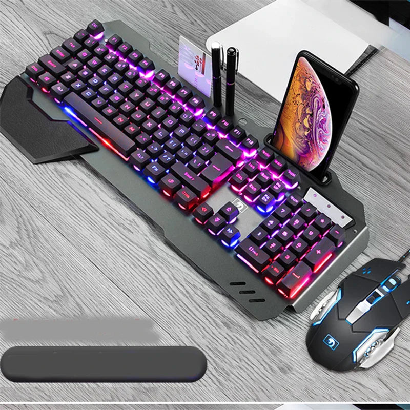 Mechanical Rainbow Backlit Gaming Keyboard and Optical Mice