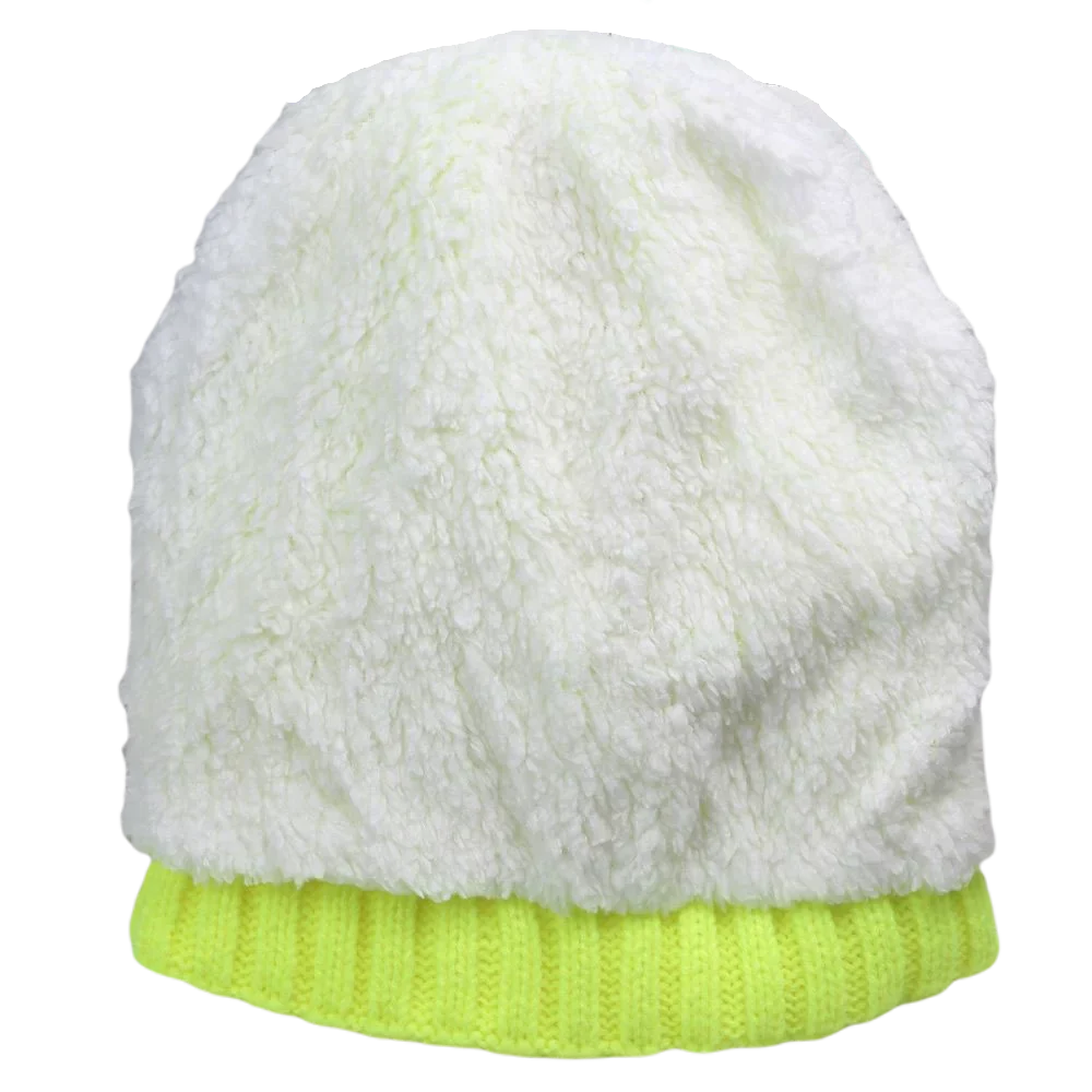 Bright Color Knitted Winter Hats Women Fleece Lined