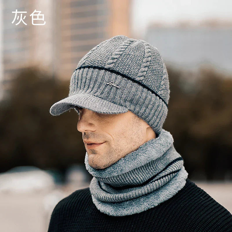 New Winter Beanie Hats Scarf Set Warm Knit