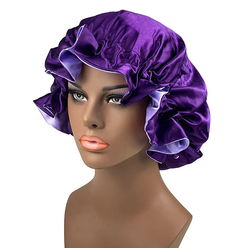 Oversized Plain Satin Bonnet For Women 2 Layers