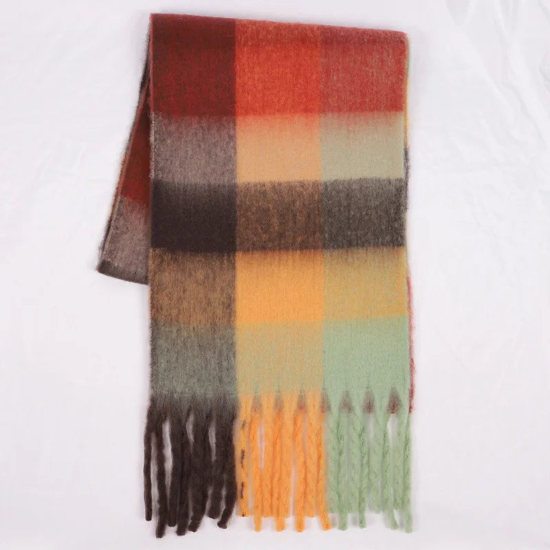 Luxury Brand Women Plaid Scarf Winter Warm Pashmina