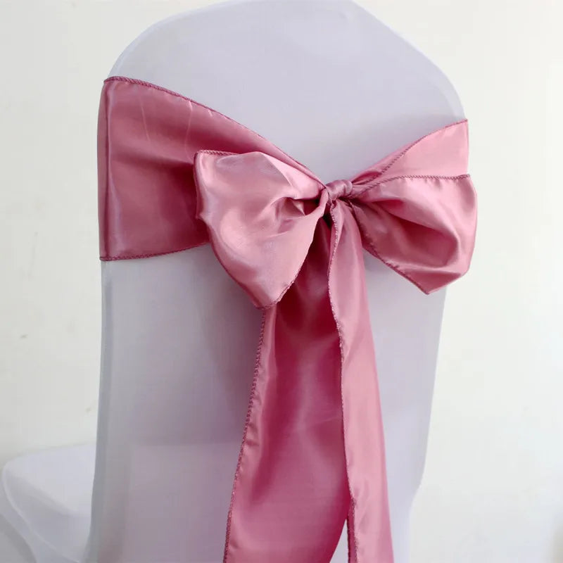 25pcs Rose Gold Satin Chair Bow Sashes Wedding