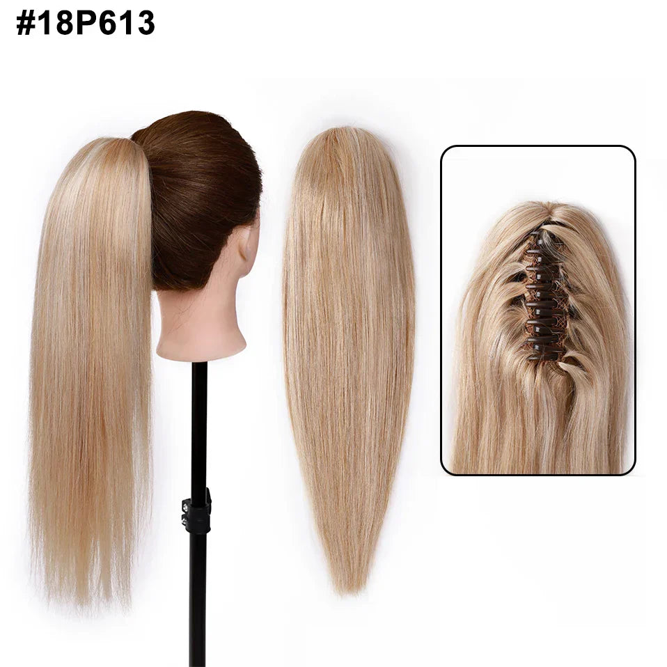 S-noilite Ponytail Human Hair 14-22Inches Claw Clip in