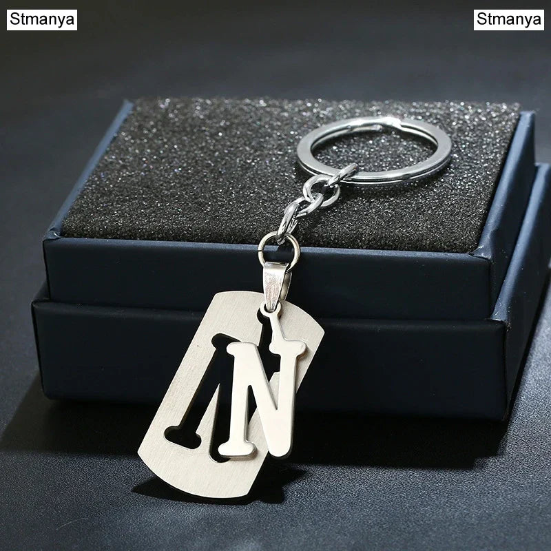 NEW DIY Stainless Steel AZ Letters key Chain