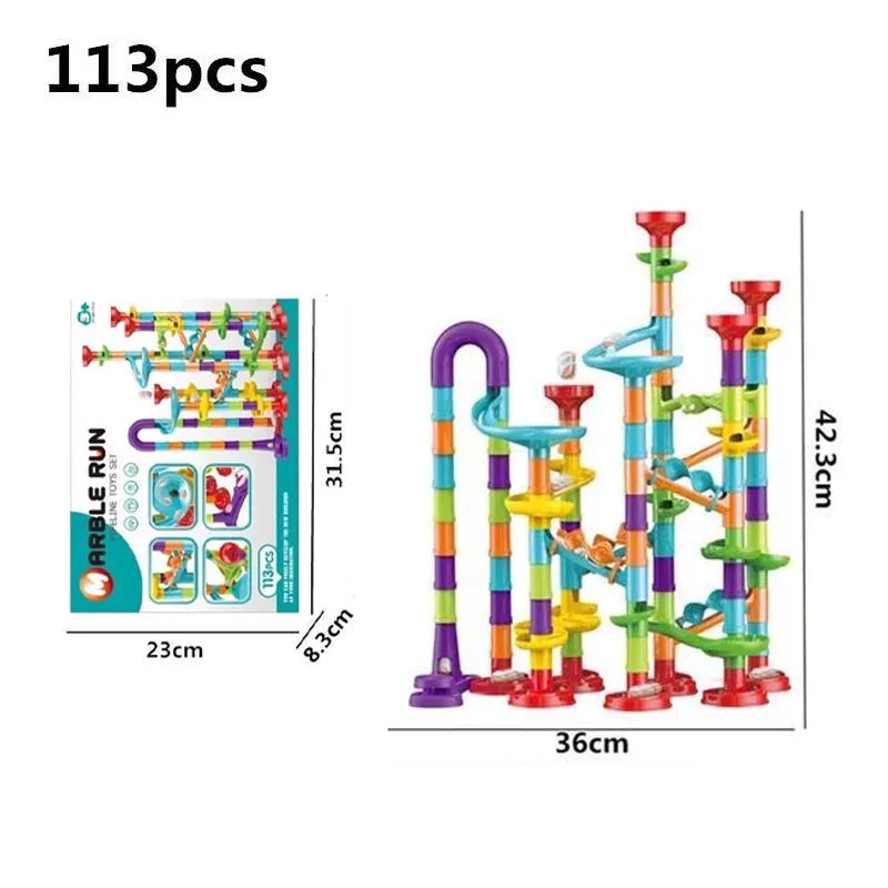DIY Construction Marble Run Race Track Building Blocks