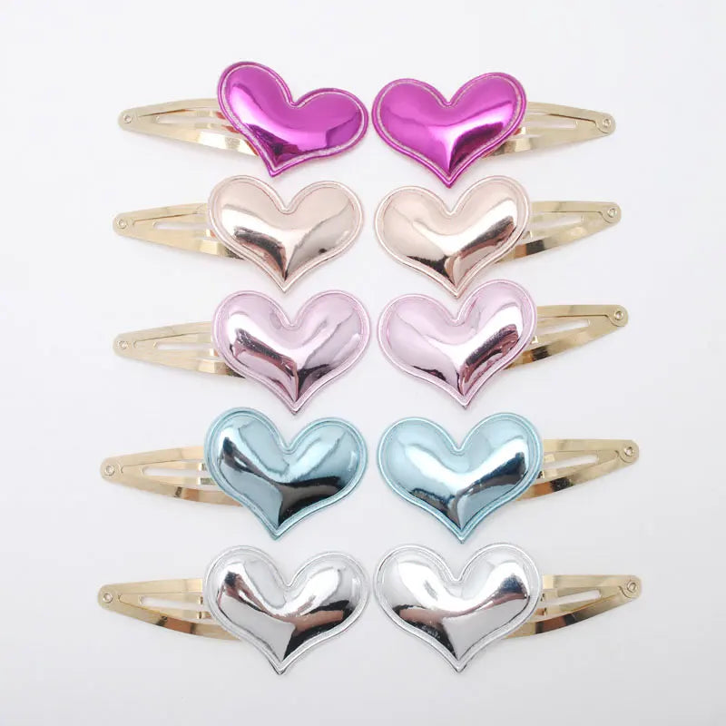10pcs/lot Small Size Girls Hairclips Glitter Heart Birthday