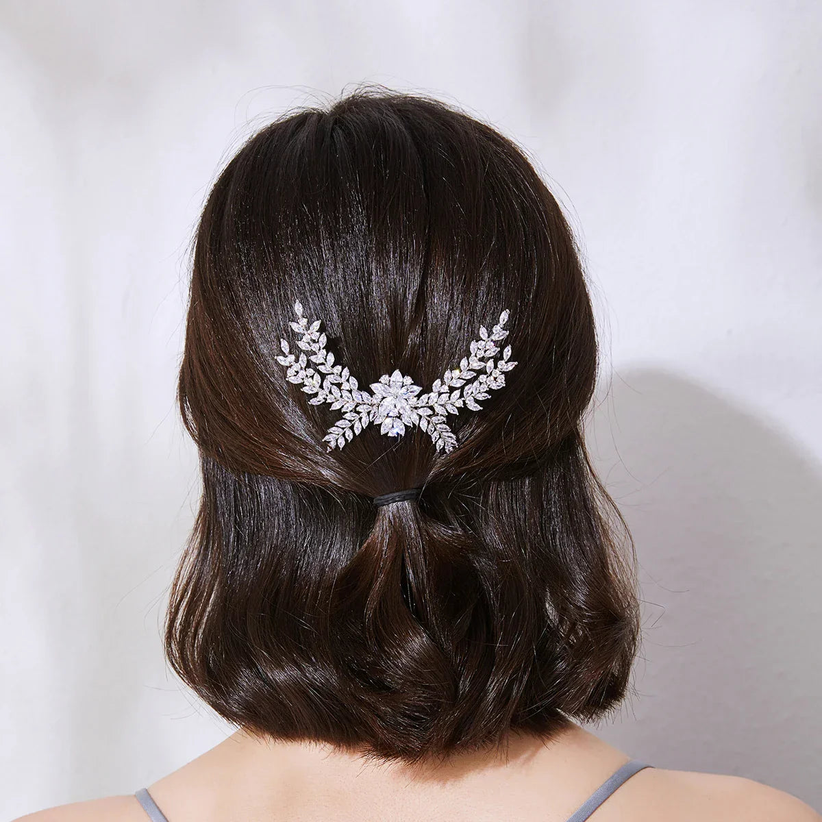 LUOTEEMI Luxury Cubic Zirconia Bridal Hair Comb Big