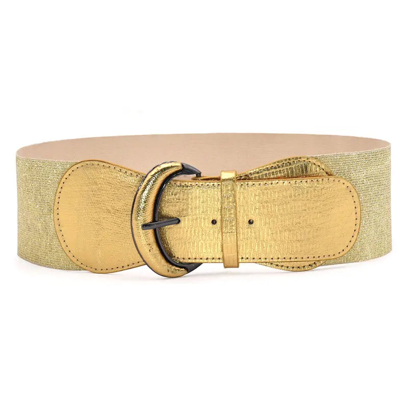 Fashion Silver Blue Gold Women Wide Elastic Waist