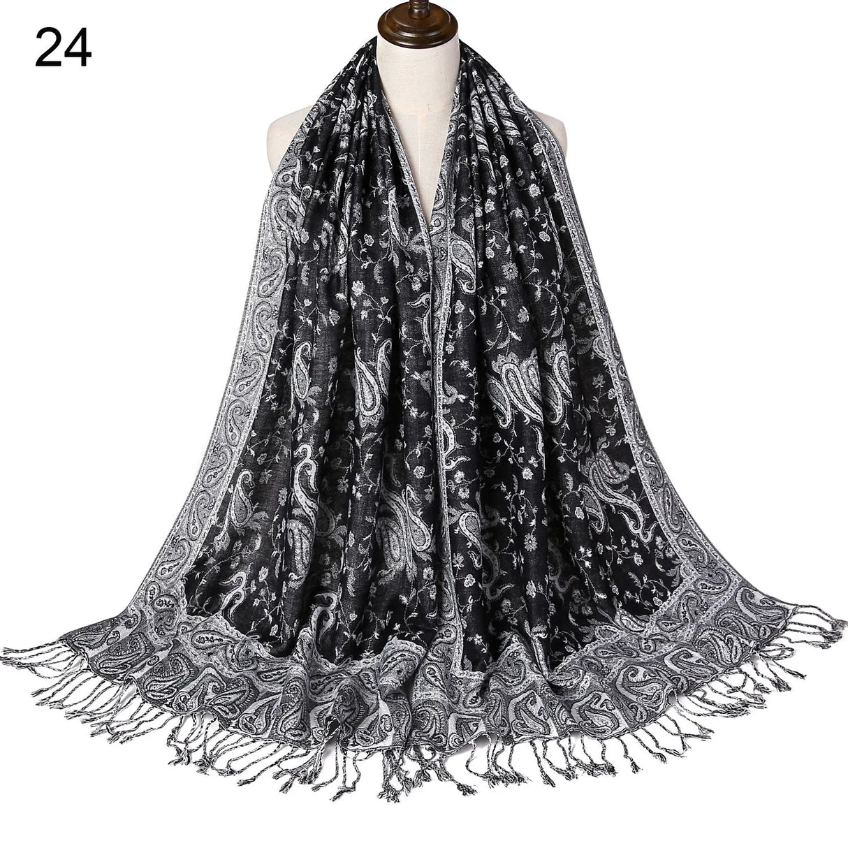 Pashmina Silk Scarf Shawl Wrap Paisley Jacquard Flowers