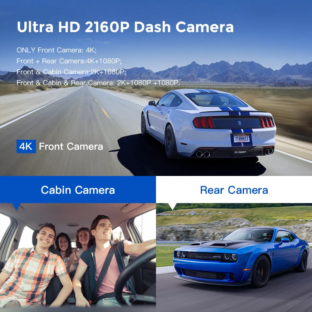 AZDOME M550 3 Channel Dash Cam Front Inside