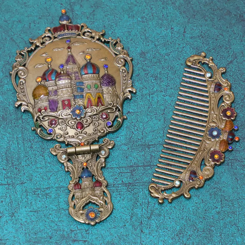Handle Mirror Comb Retro Euporen 3D Portable Standing