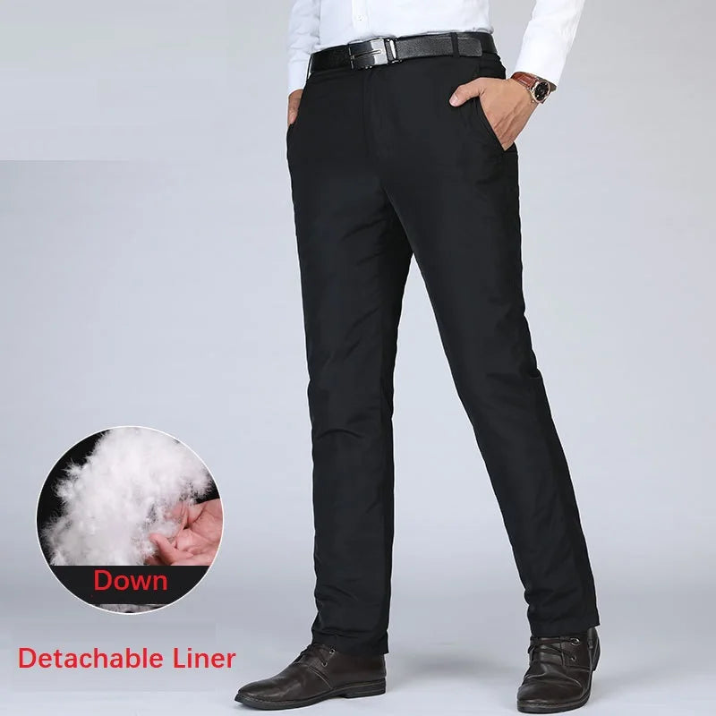 Men's Winter Pants Detachable Liner Down Padded Business