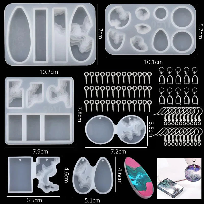 Mixed Style Jewelry Epoxy Resin Molds Set Silicone