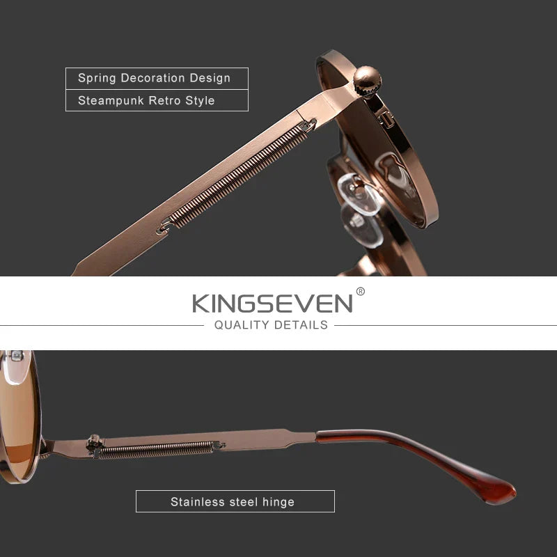 KINGSEVEN High Quality Gothic Steampunk Sunglasses Polarized Men