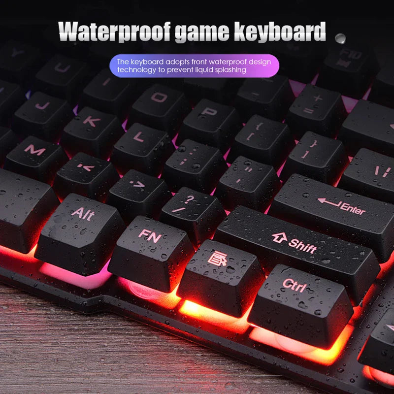Gaming Wired Keyboard + Wireless Mouse+ Gaming Headset