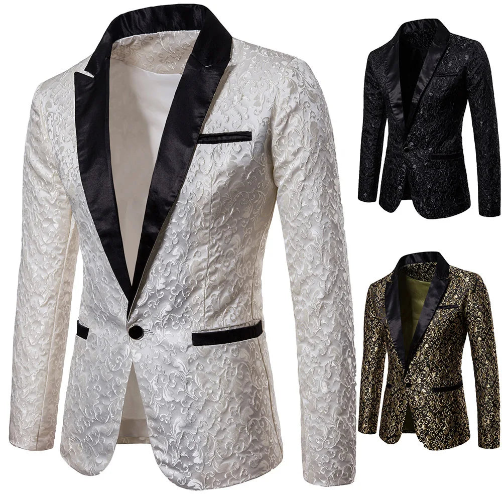 Men's Floral Party Dress Suit Stylish Dinner Jacket