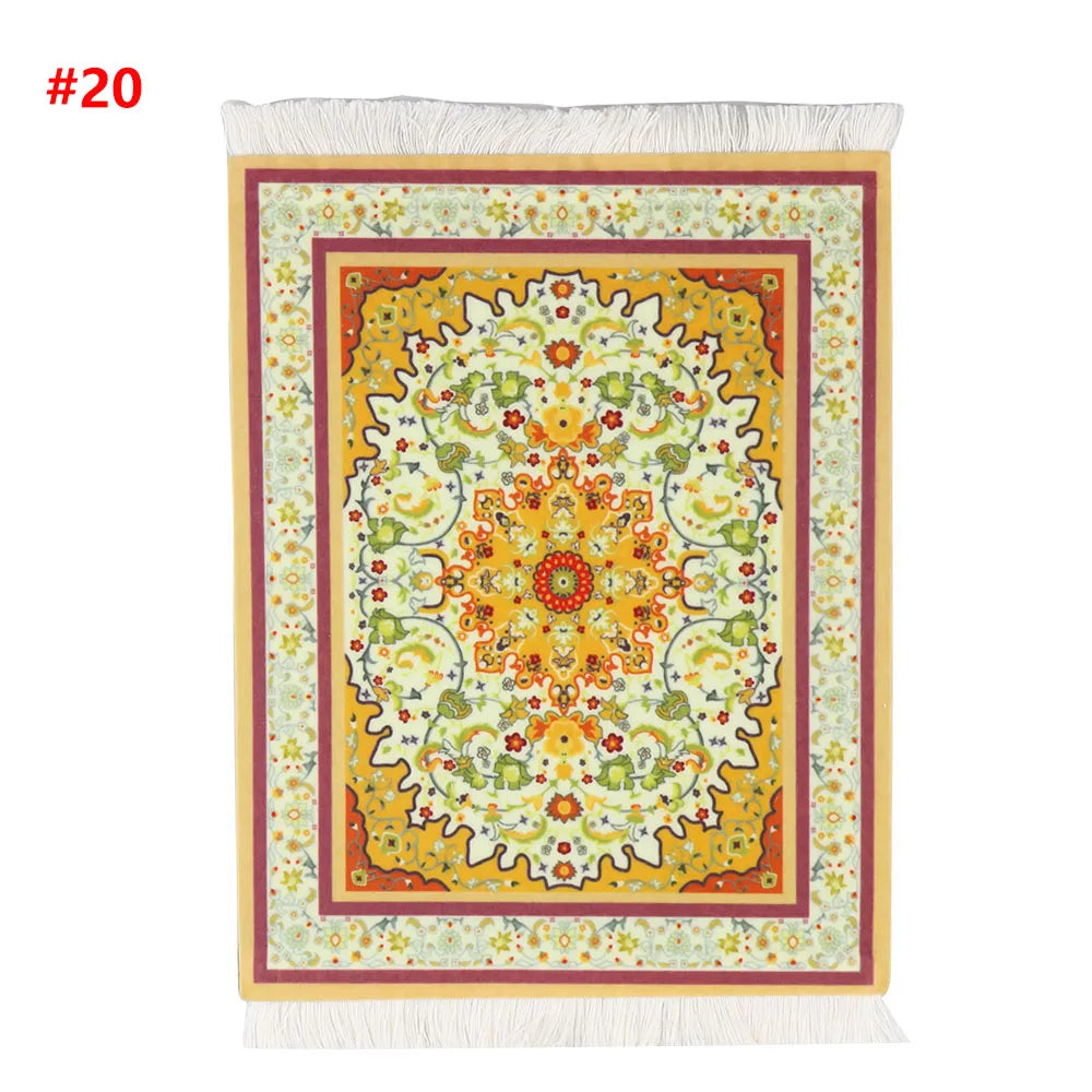 Persian Mini Woven Rug Mat Mousepad with Fring