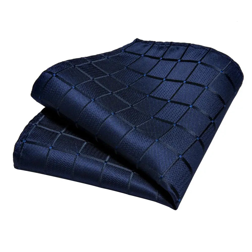 HiTie Navy Plaid For Men Silk Woven Ties