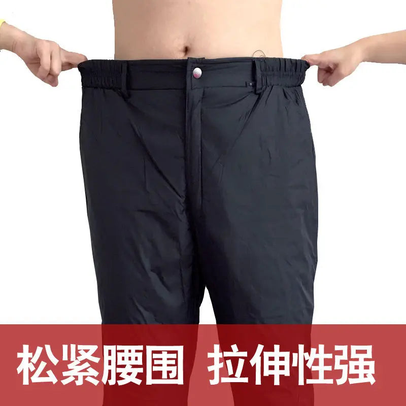 Mens Duck Down Padded Pants High Waist Men's