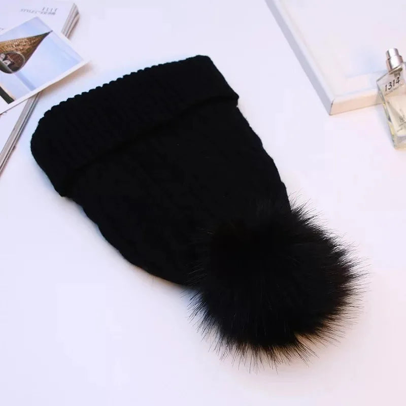Women Winter Bonnet Soft Thick Beanies Fleece Lined
