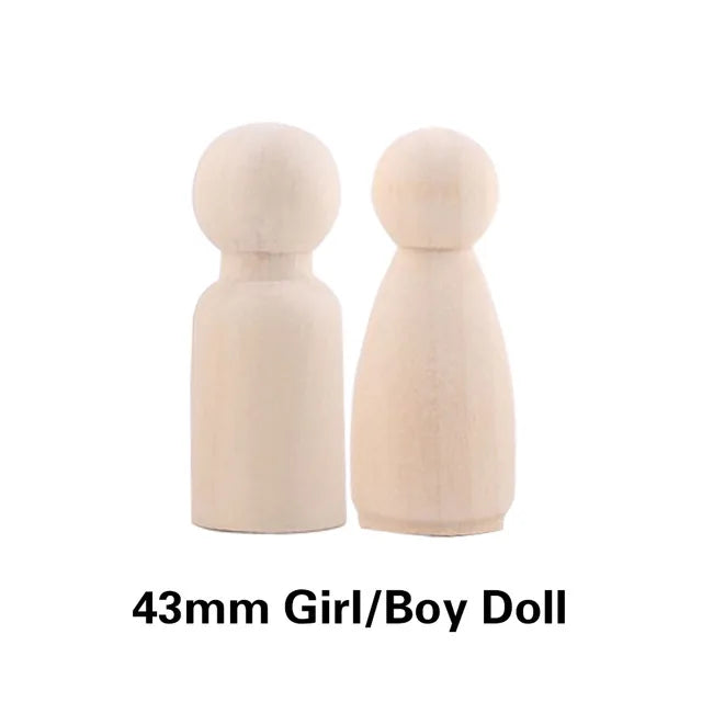 Wooden Doll Peg Baby Teether DIY Color Painting