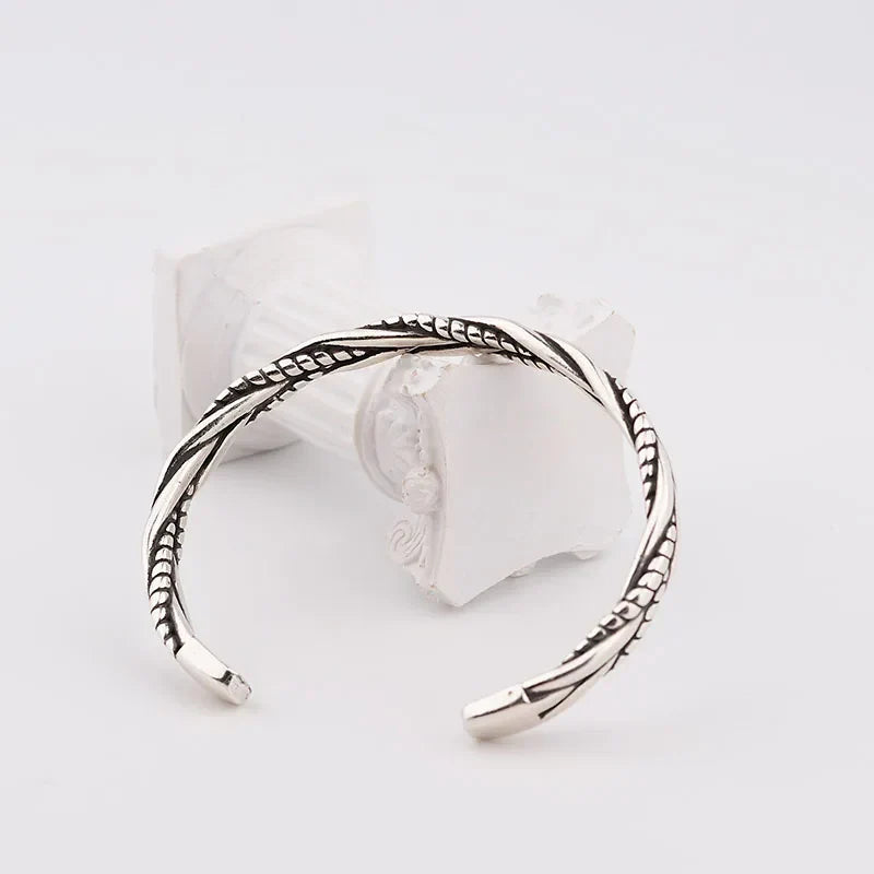 ANENJERY Silver Color Woven Twist Bracelet Bangle For