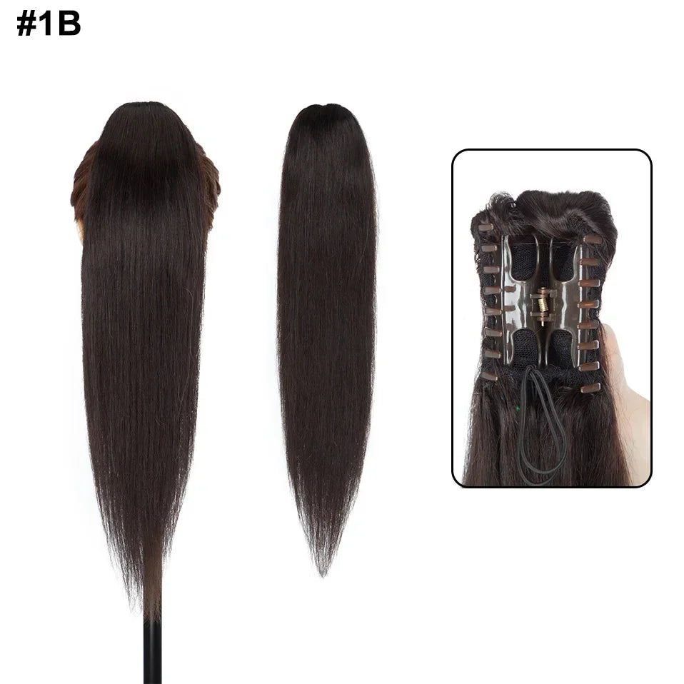 S-noilite Ponytail Human Hair 14-22Inches Claw Clip in