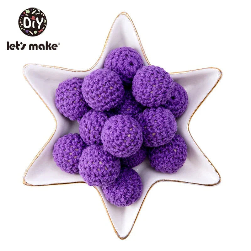 Let's Make 100Pcs Crochet Beaded Wood Teether 16mm