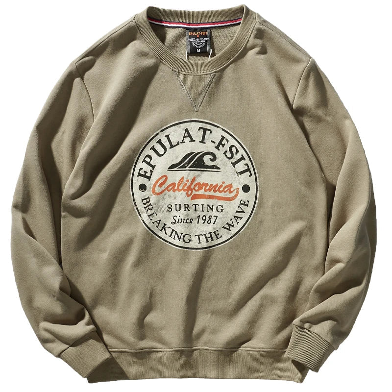 American Retro Terry Printed Hoodies Men's Pure Cotton