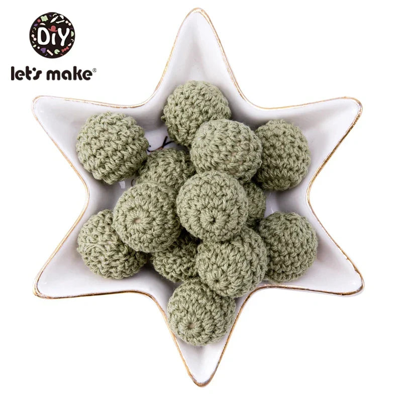 Let's Make 100Pcs Crochet Beaded Wood Teether 16mm