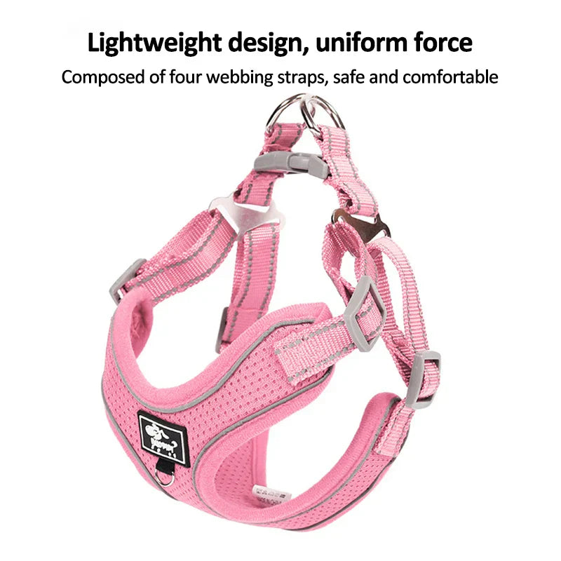Reflective Vest Harness Leash Adjustable Mesh Vest Dog