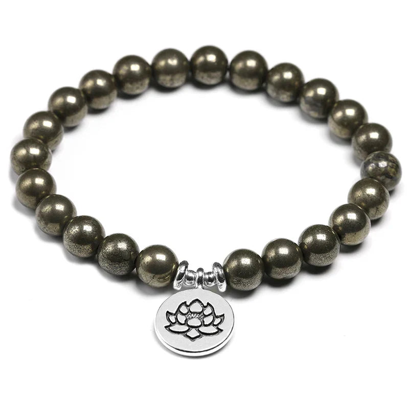 Natural Pyrite Bracelet Bracelet Charm Lotus Jewelry Energy