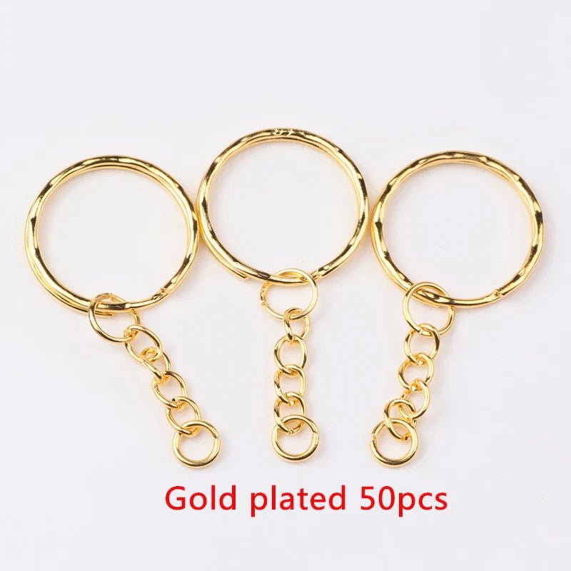 50Pcslot 1.3x25mm Gold Color Plated Key Ring with
