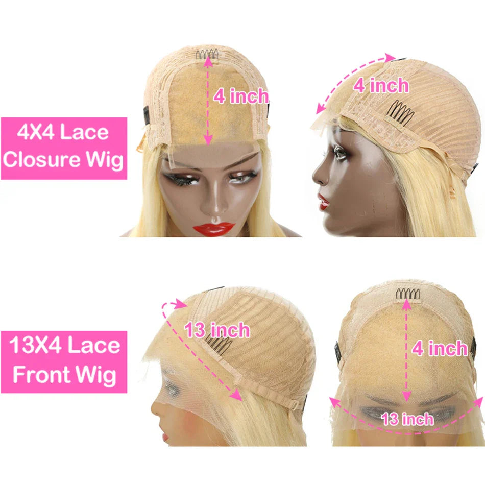 4x4 Lace Closure 613 Wig Straight Blonde Lace