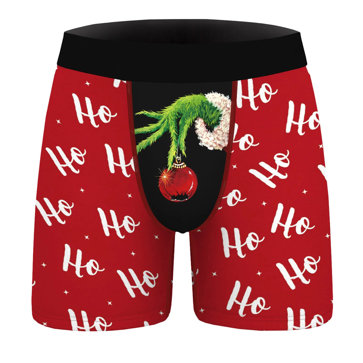 Mens Christmas Printed Shorts Underwear Mid Waist Elastic