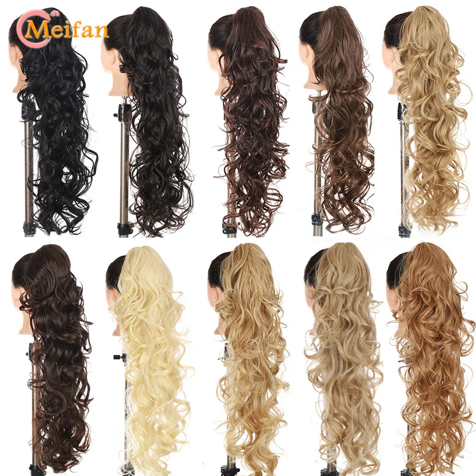 MEIFAN Long Synthetic Wavy Clip in Hair Ponytail