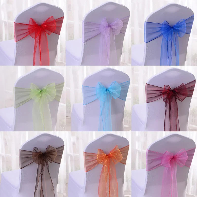 50/100pcs High Quality Sash Organza Chair Sashes Wedding