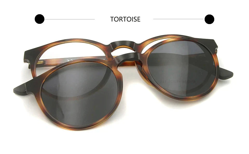 Ultem Vintage Round Clip On Sunglasses UV400 Magnetic