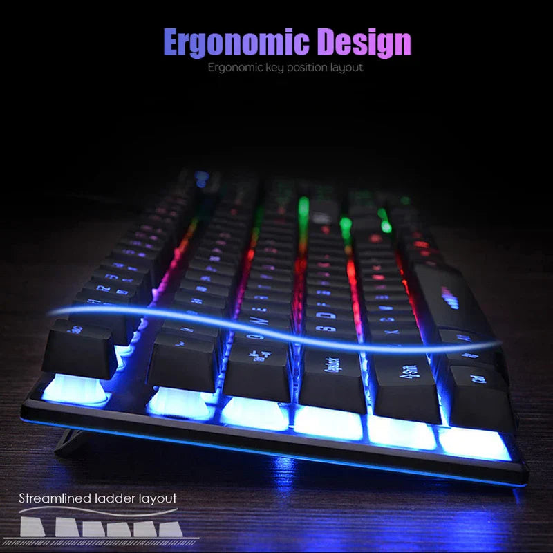 Gaming Wired Keyboard + Wireless Mouse+ Gaming Headset
