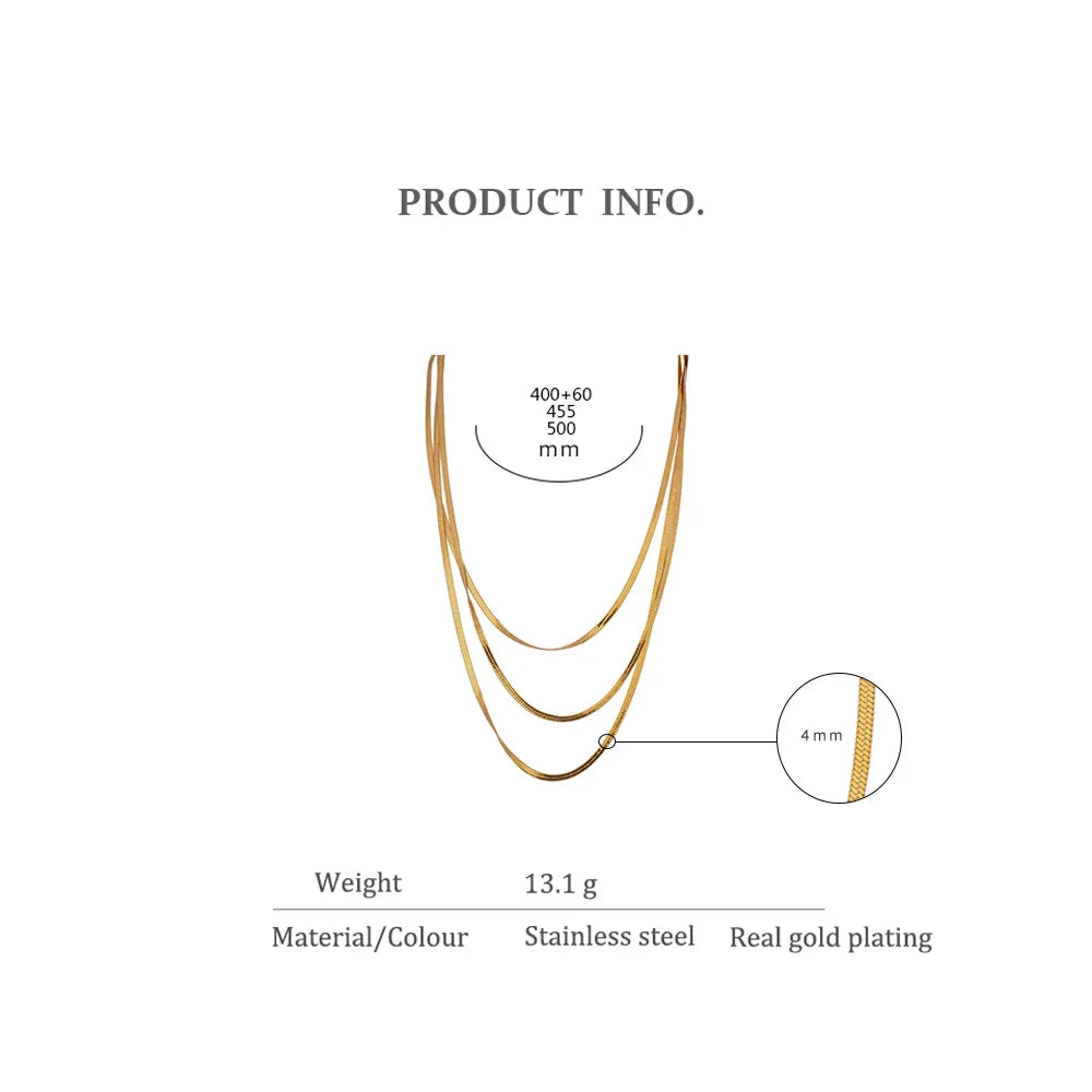 Yhpup Stainless Steel Snake Chain Stacked Necklaces Jewelry