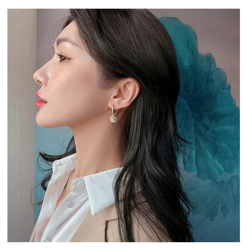 18k Gold jewelry Elegant Opal Stud Earrings For