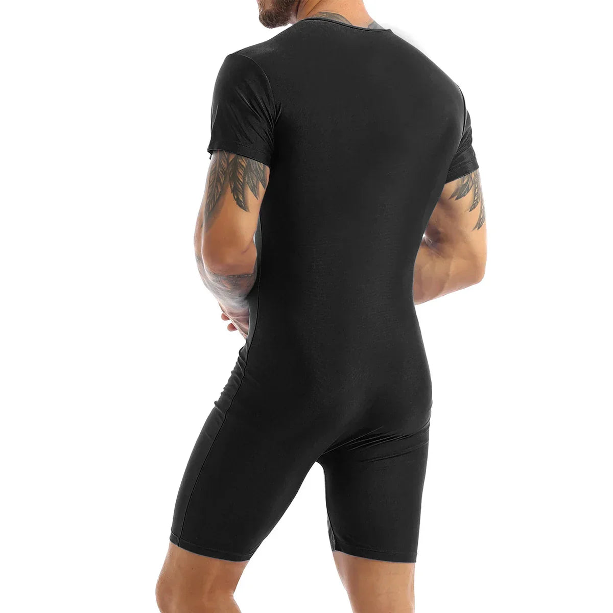 Mens Pajamas Undershirts One-piece Leotard Jumpsuit Male Short