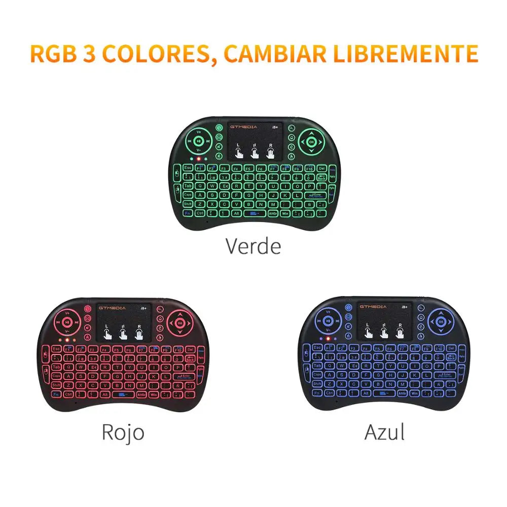 Backlit i8+ Mini Wireless Keyboard 2.4GHZ Air Mouse Touchpad Remote For Android TV Box Laptop for Spain、Russian and English