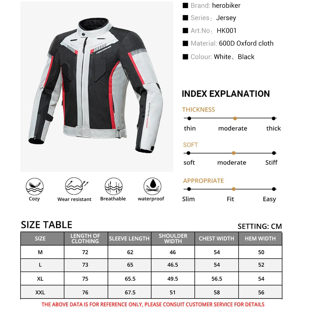 HEROBIKER Waterproof Motorcycle Jacket Man Racing jacket Wearable Motorcycle Pants Moto Jacket With EVA Protection
